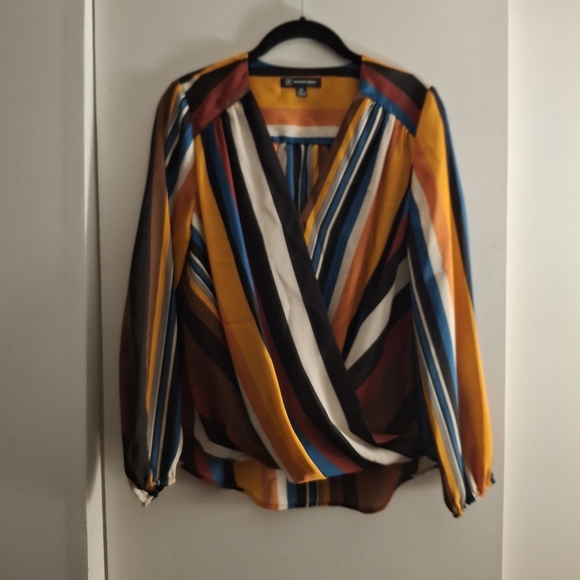 INC International Concepts Tops - INC International Concepts Women's Multicolor Striped Wrap Blouse